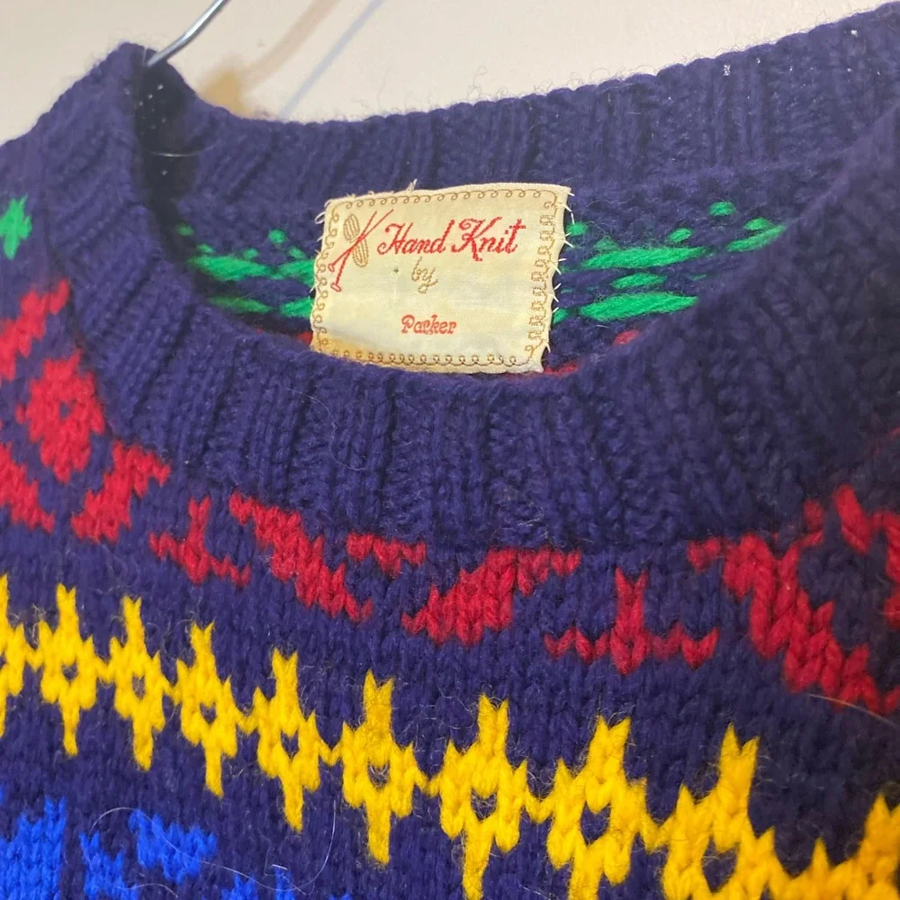 Colourful Vintage Hand Knit Sweater - Picture 14 of 14